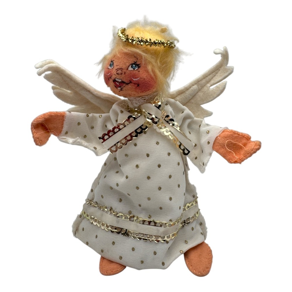 Annalee Mobilitee Cherub Angel Doll From 1971 EUC Bendable Halo Wings Blonde